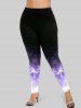 Plus Size Christmas Tree Elk Print Skinny Leggings -  