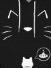 Kids Front Pocket Cartoon Cat Printed Pullover Hoodie -  