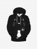 Kids Front Pocket Cartoon Cat Printed Pullover Hoodie -  