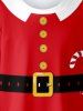 Robe à Imprimé 3D Père Noël à Manches Longues pour Enfants - Rouge 150