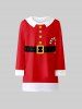 Robe à Imprimé 3D Père Noël à Manches Longues pour Enfants - Rouge 150