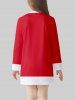Robe à Imprimé 3D Père Noël à Manches Longues pour Enfants - Rouge 150