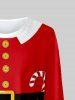 Robe à Imprimé 3D Père Noël à Manches Longues pour Enfants - Rouge 150