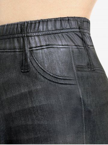 Plus Size 3D Jeans Flame Printed Skinny Jeggings