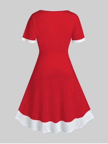 Plus Size Christmas 3D Print A Line Vintage Dress