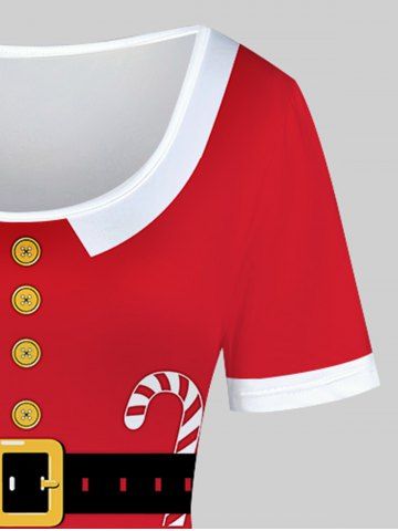Plus Size Christmas 3D Print A Line Vintage Dress