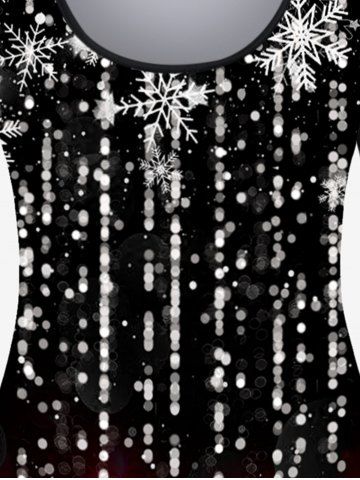 Plus Size 3D Sparkles Snowflake Lighting Printed Christmas T-shirt