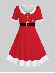 Robe de Noël Ligne A à Imprimé 3D de Grande Taille - Rouge 5x | US 30-32