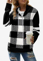 Plus Size Heaps Collar Colorblock Pullover Plaid Sweatshirt -  