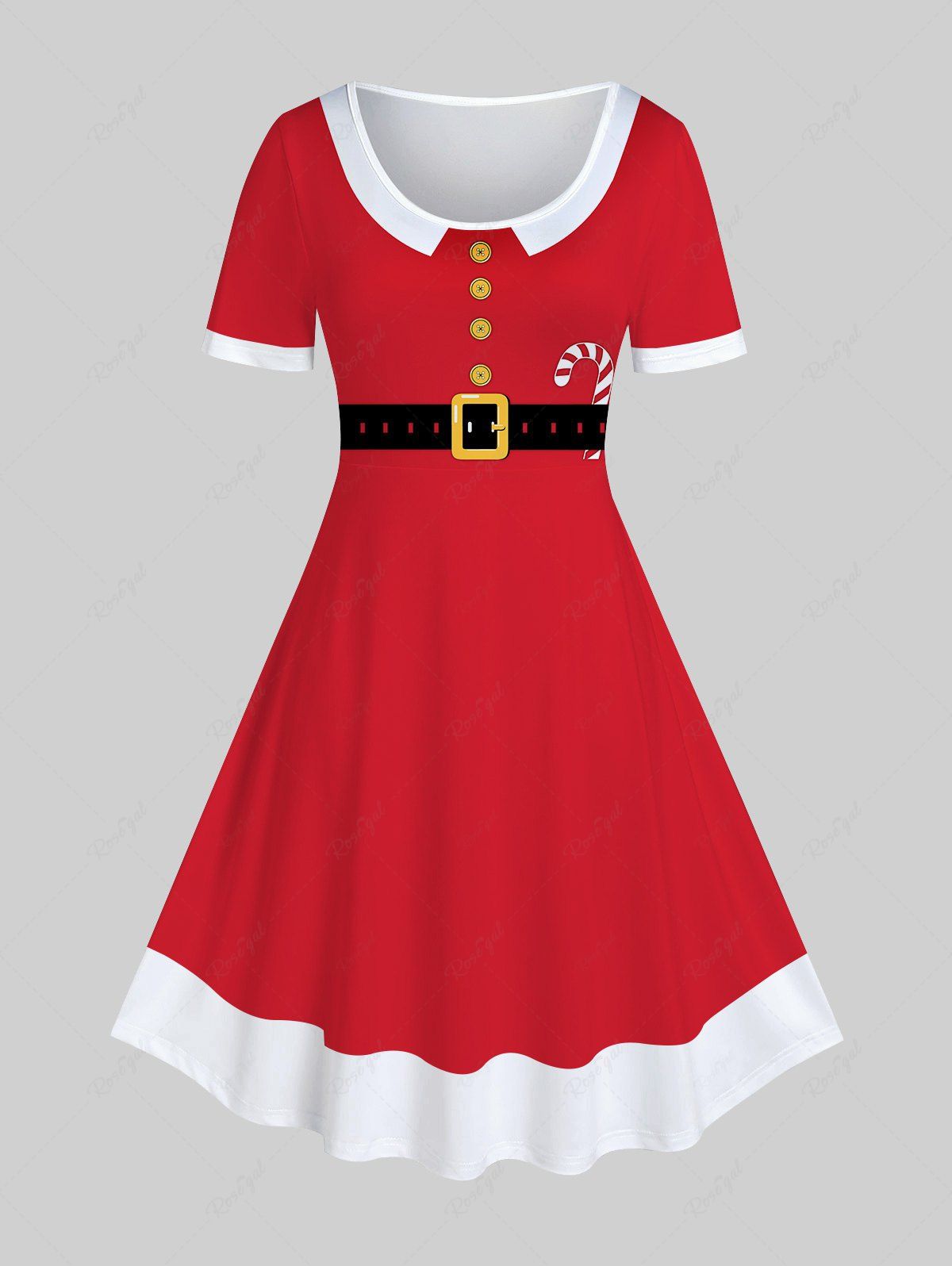 Robe de Noël Ligne A à Imprimé 3D de Grande Taille Rouge 5x | US 30-32
