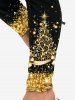 Plus Size 3D Sparkles Glitters Bowknot Printed Skinny Leggings -  