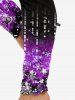 Plus Size 3D Sparkles Snowflake Lighting Printed Skinny Christmas Leggings -  