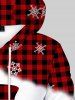 Mens Christmas Snowman Plaid Print Drawstring Hoodie -  