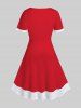 Plus Size Christmas 3D Print A Line Vintage Dress -  