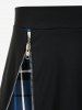 Plus Size Plaid Zipper Mini A Line Skirt -  