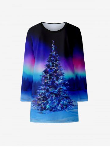 Kids Christmas Tree Printed Ombre Tee Dress