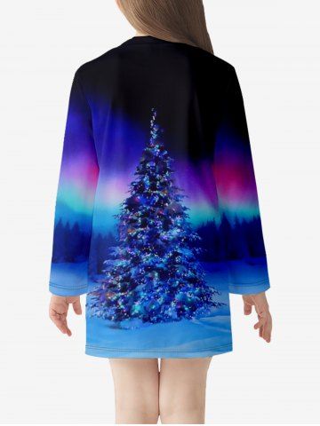 Kids Christmas Tree Printed Ombre Tee Dress