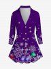 Christmas Snowflake Print Button Up Shirt and Skinny Leggings Plus Size Fall Outfit -  