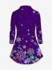 Christmas Snowflake Print Button Up Shirt and Skinny Leggings Plus Size Fall Outfit -  