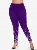 Christmas Snowflake Print Button Up Shirt and Skinny Leggings Plus Size Fall Outfit -  