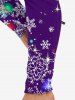 Christmas Snowflake Print Button Up Shirt and Skinny Leggings Plus Size Fall Outfit -  