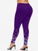 Christmas Snowflake Print Button Up Shirt and Skinny Leggings Plus Size Fall Outfit -  