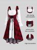 Gothic Cold Shoulder Lace-up Plaid Flare Sleeves Dip Hem Midi Dress -  