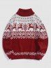 Turtleneck Elk Geometric Christmas Pullover Sweater -  