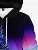 Plus Size Christmas Tree Printed Ombre Flocking Lined Pullover Hoodie with Pocket -  