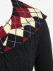 Robe Pull en Tricot à Capuche Motif Argyle Grande-Taille - Noir L | US 12