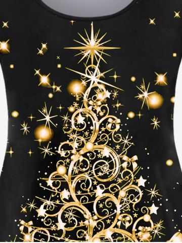 Christmas 3D Sparkles Printed Tee and Glitters Bowknot Printed Leggings Plus Size Matching Set