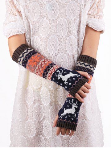 Gants Renne de Noël Flocon de Neige en Tricot Manchettes Mitaines - DARK GRAY