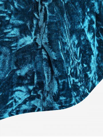 Gothic Crushed Velour Caged Strappy Cutout Zip Front High Low Top