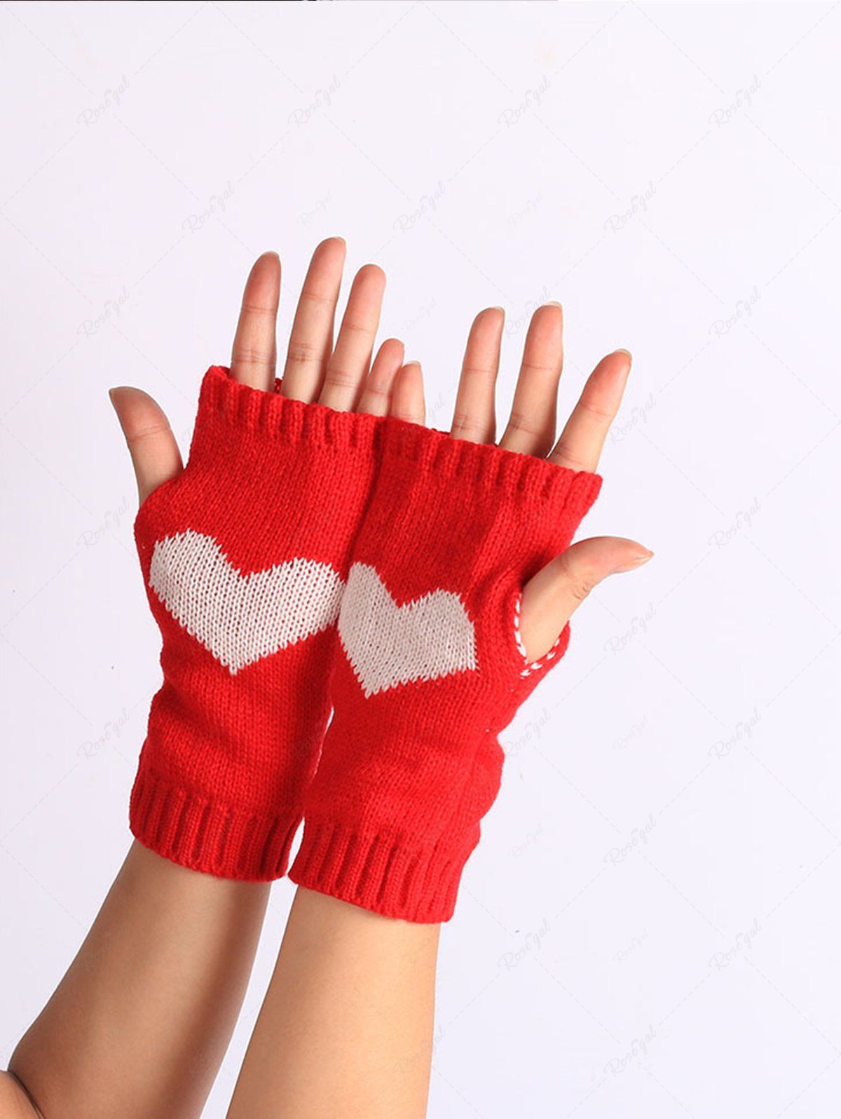 Latest Warm Heart Knitted Fingerless Gloves  
