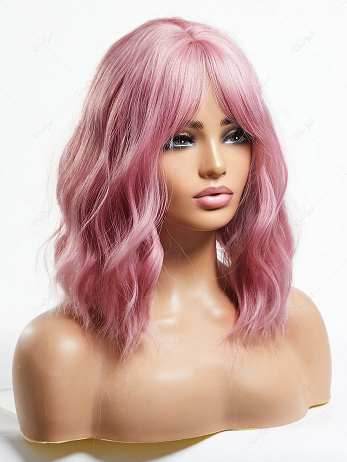 Store Light Pink Bob Shoulder-length Wavy Synthetic Wig  