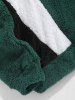 PARIS Embroidered Fuzzy Faux Fur Hoodie -  