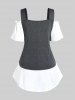 Plus Size Lace Up Cold Shoulder 2 in 1 T-shirt -  