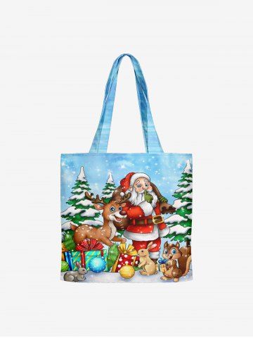 Christmas Santa Claus Elk Canvas Tote Bag