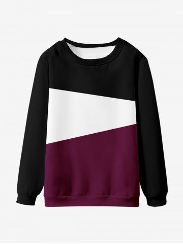 Kids Colorblock Pullover Sweatshirt - BLACK - 110