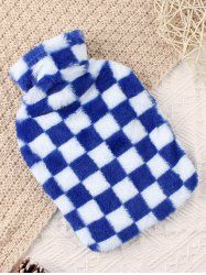 Winter Warm Checkerboard Plush Cloth Cover and Hot Water Bag Set -  