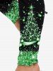 Christmas 3D Sparkles Printed Tee and Glitters Bowknot Printed Leggings Plus Size Matching Set -  