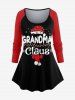 Raglan Sleeve Graphic Print Christmas Hat Printed T-shirt and Two Tone Leggings Plus Size Outfit -  