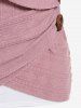T-shirt Bicolore Superposé Tricoté Grande Taille Manches Longues à Col Châle - Rose clair 2x | US 18-20