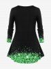 T-shirt Brillant 3D Nœud Papillon avec Pochette de Grande Taille Manches Longues - Vert profond M | US 10