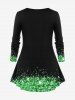 Plus Size 3D Sparkles Glitters Bowknot Printed Long Sleeves Tee -  