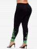 Legging Skinny à Imprimé Brillant Nœud Papillon 3D Grande Taille - Vert profond 3X | US 22-24