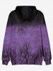 Gothic Front Pocket Tree Branch Print Flocking Lined Hoodie -  