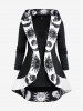 Plus Size Sun and Moon Print High Low Hooded 2 in 1 Top -  