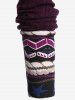 Plus Size Cowl Neck Jacquard Long Sleeves Knitted Top -  