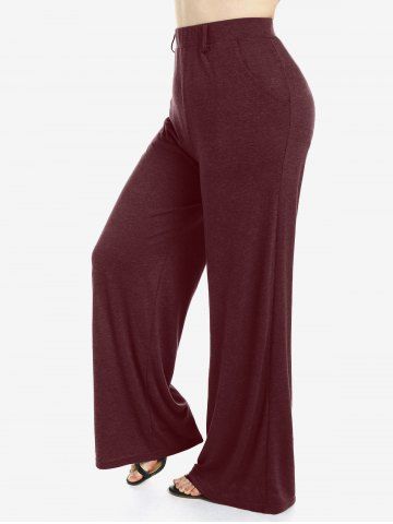 Pantalon à Jambe Large de Grande Taille avec Poches - DEEP RED - 4X | US 26-28